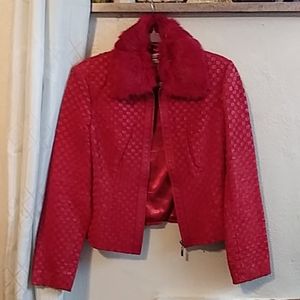 New  leather & suede woven jacket size small